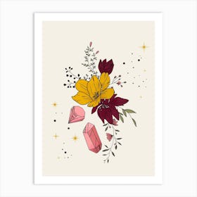 Flowers Crystals And Stars Art Print