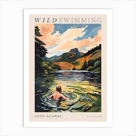 Wild Swimming At Loch Achray Scotland 3 Poster Art Print