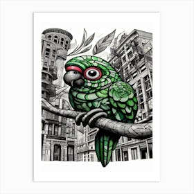 Kiki Parrot In The City Art Print