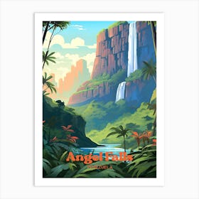 Angel Falls Venezuela Waterfall Travel Art Illustration 1 Art Print