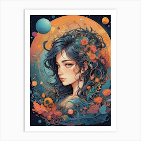 Girl With Flowers 3 Art Print