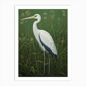 Ohara Koson Inspired Bird Painting Stork 1 Art Print
