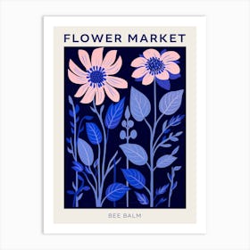 Blue Flower Market Poster Bee Balm 4 Art Print