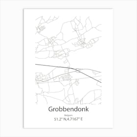 Grobbendonk,Belgium Minimalist Map Art Print