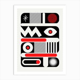 Red Mono Geometrical Art Print