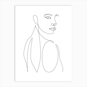 Continuous Line Drawing Of A Woman Art Print