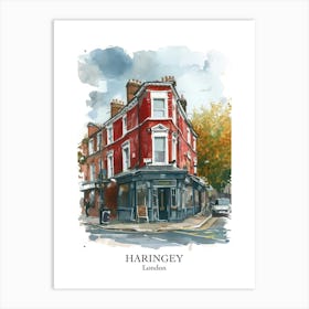 Haringey London Borough   Street Watercolour 4 Poster Art Print