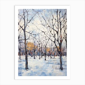 Winter City Park Painting Mount Royal Park Montreal Canada 3 Art Print