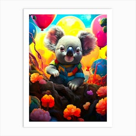 Koala With Balloons Art Print