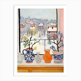 The Windowsill Of Stockholm   Sweden Snow Inspired By Matisse 2 Art Print