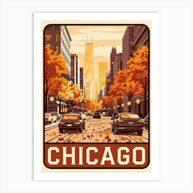 Autumn in Chicago, vintage-inspired Illustration. Art Print