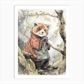 Storybook Animal Watercolour Red Panda 2 Art Print