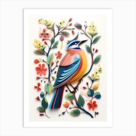 Scandinavian Bird Illustration Cedar Waxwing 2 Art Print