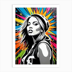 Graffiti Mural Of Beautiful Hip Hop Girl 74 Art Print