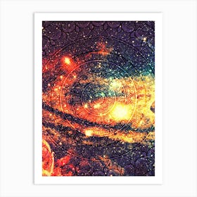 Cosmic mandala #8 - space neon poster Art Print