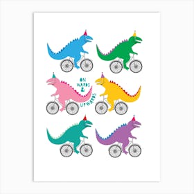Cycling Dinosaurs Art Print
