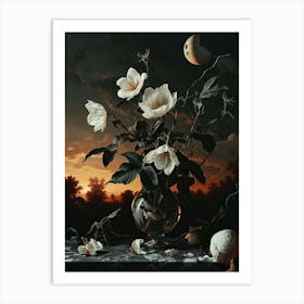 Baroque Floral Still Life Moonflower 3 Art Print