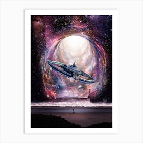 Black Hole And Surfer On The Beach Art Print