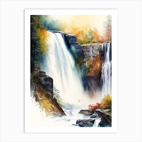 Hogum Falls, Norway Water Colour  (2) Art Print