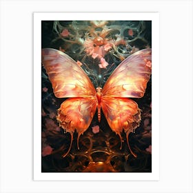 Floral Fantasy Red Butterfly Art Print