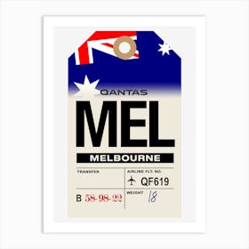 Melbourne (MEL) Australia Vintage Airline Luggage Tag Art Print