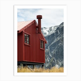 Little red hut in the mountains Art Print