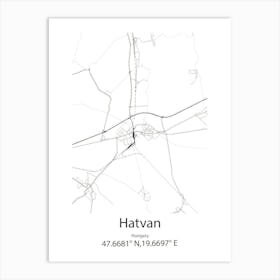 Hatvan,Hungary Minimalist Map Art Print