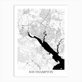 Southampton White Black Art Print