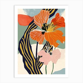 Colourful Flower Illustration Nasturtium 1 Art Print