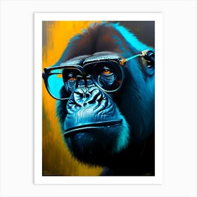 Gorilla In Glasses Gorillas Bright Neon 1 Art Print
