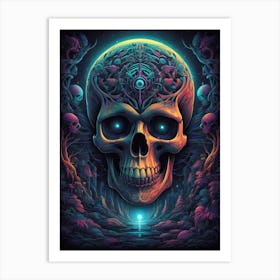 Skull Psychedelic Art 1 Art Print