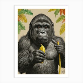 Gorilla Eating Banana 1 Art Print