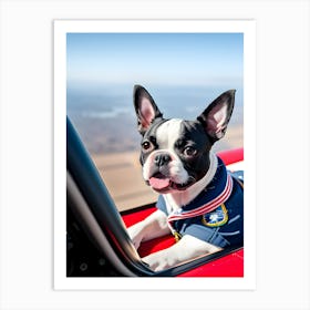 Boston Terrier In A Plane-Reimagined 1 Art Print