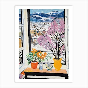 The Windowsill Of Zurich   Switzerland Snow Inspired By Matisse 2 Art Print