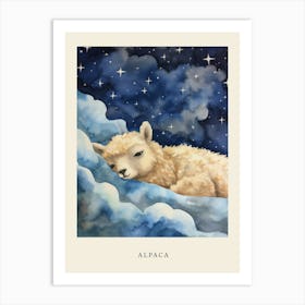 Baby Alpaca 2 Sleeping In The Clouds Nursery Poster Art Print