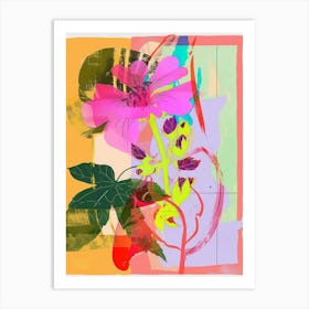 Geranium 1 Neon Flower Collage Art Print