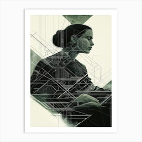 Girl With A Laptop Art Print