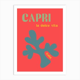 Capri La Dolce Vita, Reiseplakat Preppy Italy Kunst Art Print