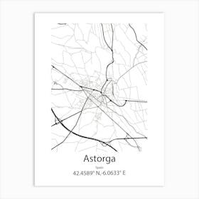 Astorga,Spain Minimalist Map Art Print