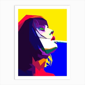 Girl Smoking Pop Art WPAP Style Illustration Art Print