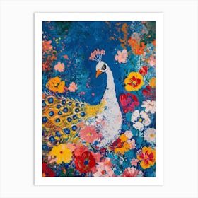 White Peacock Painting 2 Art Print
