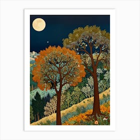 William Morris Moonlight Trees 1 Art Print