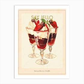 Strawberry Trifle With Jelly Vintage Cookbook Inspired 1 Poster Art Print