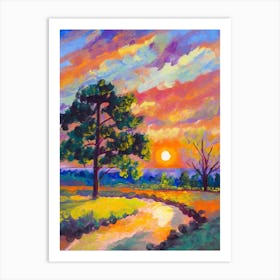 Sunset By Person Art Print