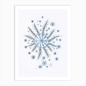 Irregular Snowflakes, Snowflakes, Pencil Illustration 2 Art Print