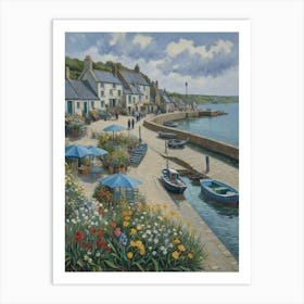 Peaceful Harbourside Cottages Art Print