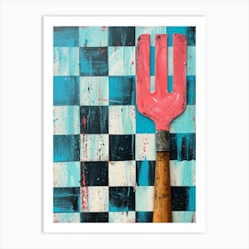 Spatula Blue Checkerboard 3 Art Print