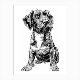 German Wirehaired Dog Line Sketch 2 Art Print