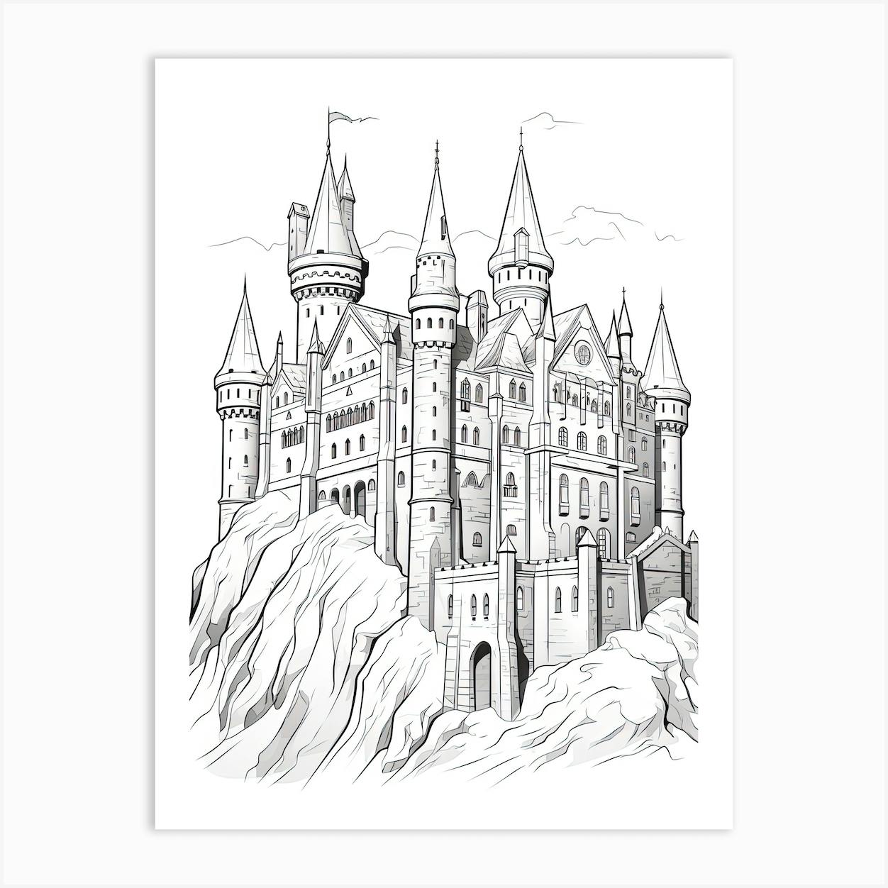 Self-drawing of Hogwarts Castle in Sketch Style. Stock Footage - Video of  town, architecture: 239934764