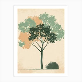 Mahogany Tree Minimal Japandi Illustration 2 Art Print